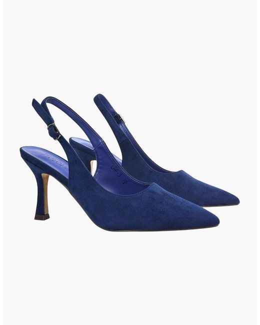 XY London Blue Ladies Valerie Sling Back High Stiletto Heel Court Shoes