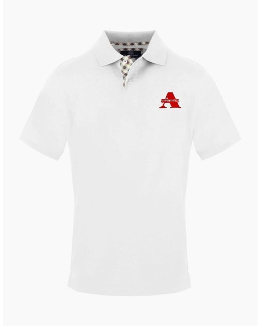 Aquascutum White Collared Neck Short Sleeve Polo Shirt for men