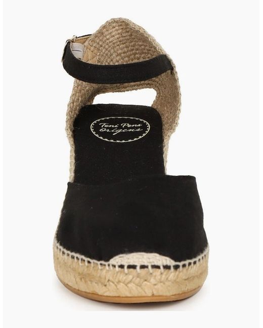 Toni Pons Black Caldes Wedge Heel Espadrille Sandals