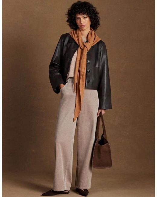 Ro&zo White Petite Cappuccino Cord Drawstring Waist Trousers