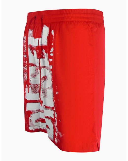 DIESEL Red Bmbx-Powel Beach Shorts for men