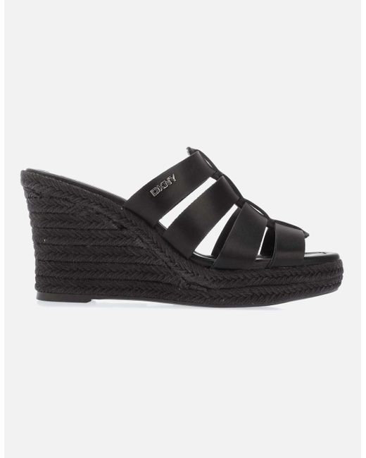 DKNY Black Cintera Wedge Sandals