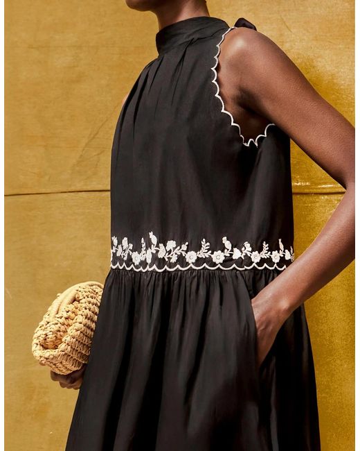 Ro&zo Black Embroidered Scallop Short Dress