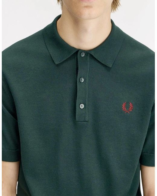 Fred Perry White Cotton Knitted Polo Shirt for men