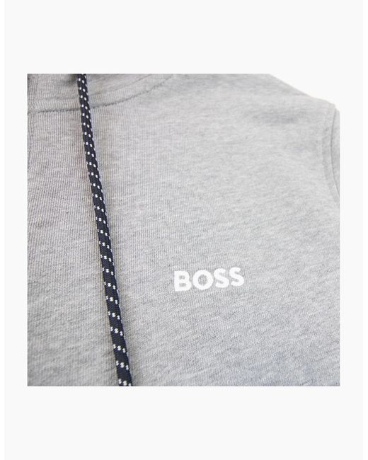 Boss White Saggy Embroidered Contrast Logo Zip Up Sweatshirt 059 for men