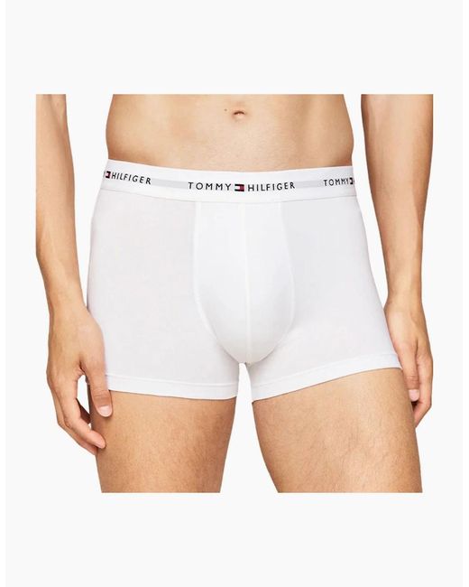 Tommy Hilfiger White 3-Pack Signature Cotton Boxer Trunks for men