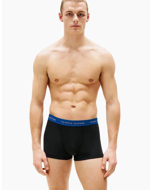 Tommy Hilfiger Black 3-Pack Signature Cotton Boxer Trunks, W for men