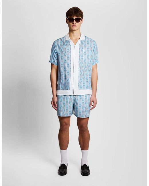 Lyle & Scott Blue Short Sleeve Floral Graphic Shirt for men