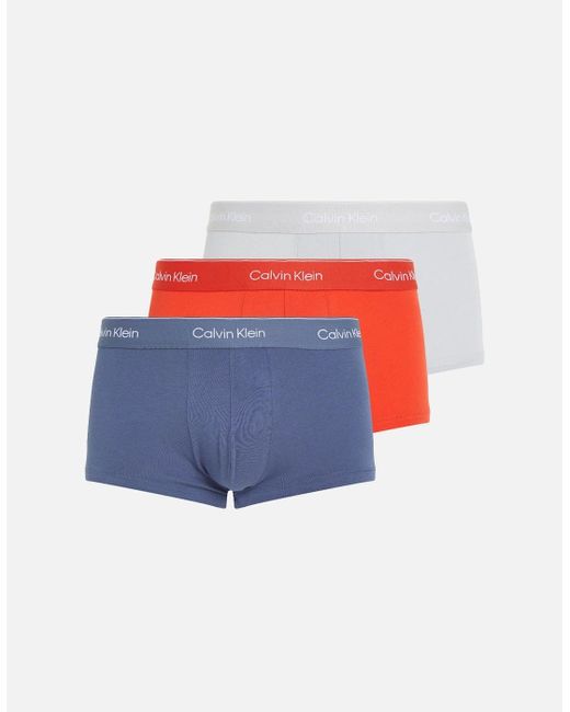 Calvin Klein White 3-Pack Icon Cotton Stretch Low Rise Boxer Trunks, Vintage Micro Chip Molten for men