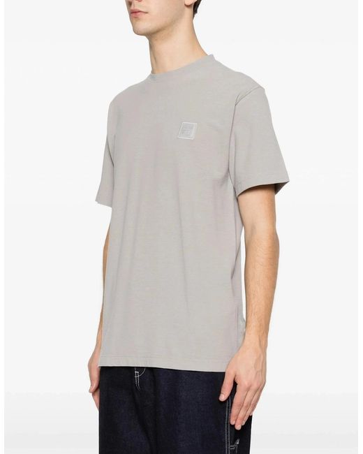Stone Island White Ghost Patch Logo T-Shirt for men