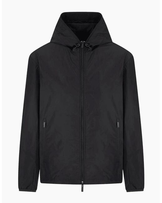 ARMANI EXCHANGE Black Nylon Windbreaker Jacket for men