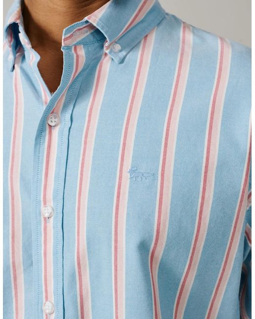 aubi Blue Walesby Lightweight Relaxed Oxford Shirt for men