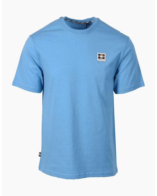 Aquascutum Blue Club Check Badge T-Shirt Avio for men