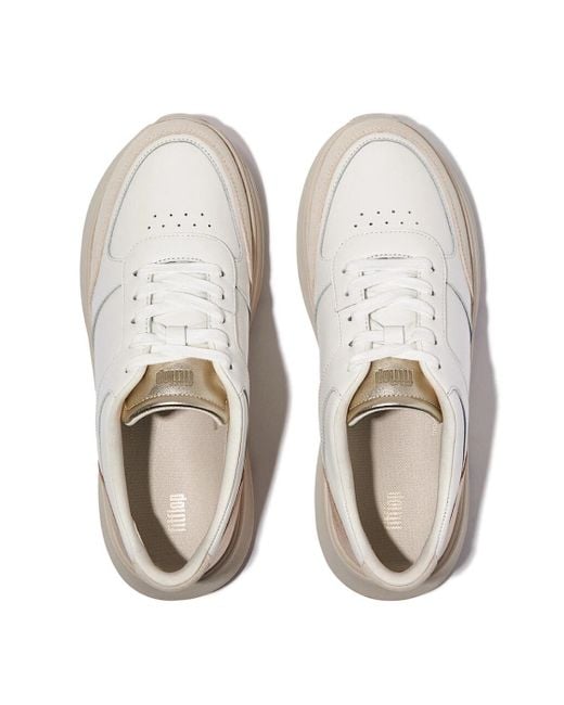 Fitflop White F-Mode Leather Trainers Urban/Platino