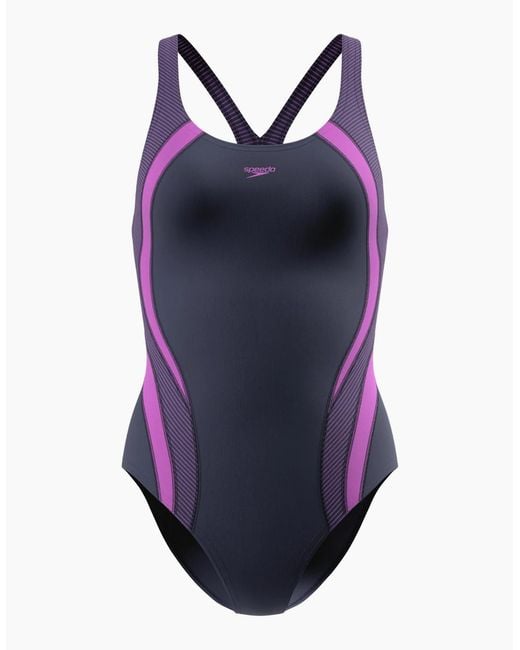 Speedo Blue Ladies Quantum Splice Contrast One Piece Swimsuit