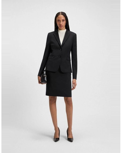 Boss Black Solid Patterned Lapel Collared Blazer