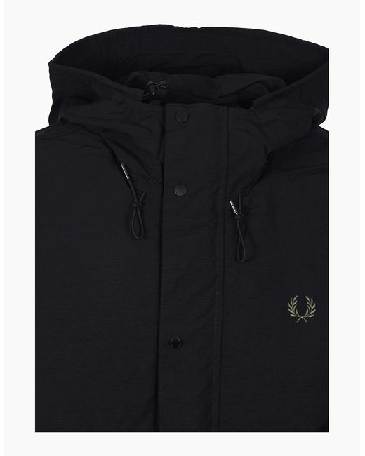 Fred Perry Blue Cropped Ripstop Parka for men