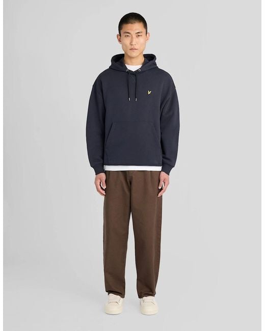 Lyle & Scott Blue Heavyweight Loopback Cotton Hoodie for men