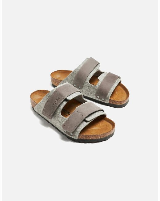 Birkenstock Gray Uji Leather & Textile Sandals for men