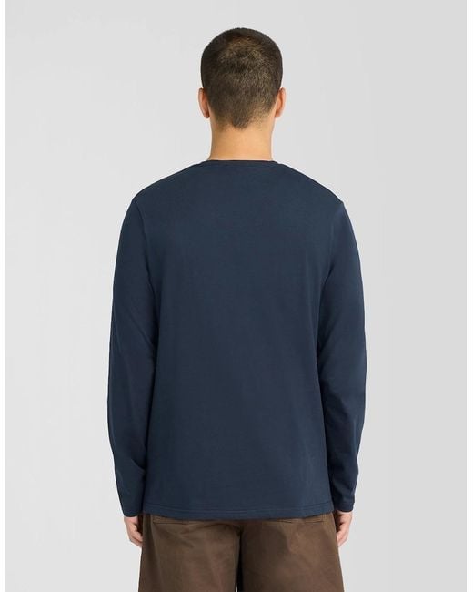 Lyle & Scott Blue Boxy Long Sleeve Cotton T-Shirt for men