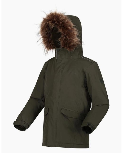 Regatta Green Tynley Solid Patterned Hooded Parka Jacket