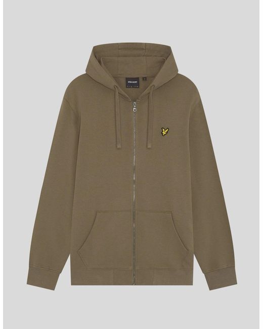 Lyle & Scott Green Loopback Cotton Full Zip Hoodie for men