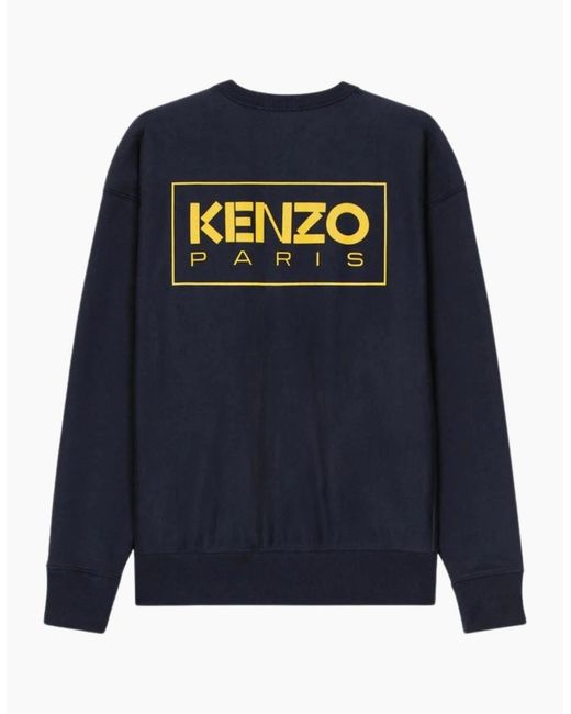 KENZO Blue Paris Outlined Logo Midnight Sweatshirt for men