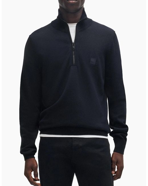 Boss Blue Boss Kanobix S Quarter Zip Knitted Sweater for men