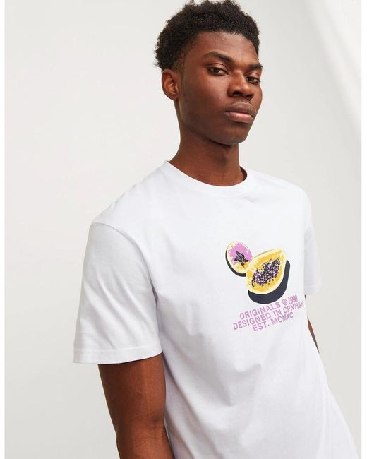 Jack & Jones White Regular Fit Crew Neck T-Shirt for men
