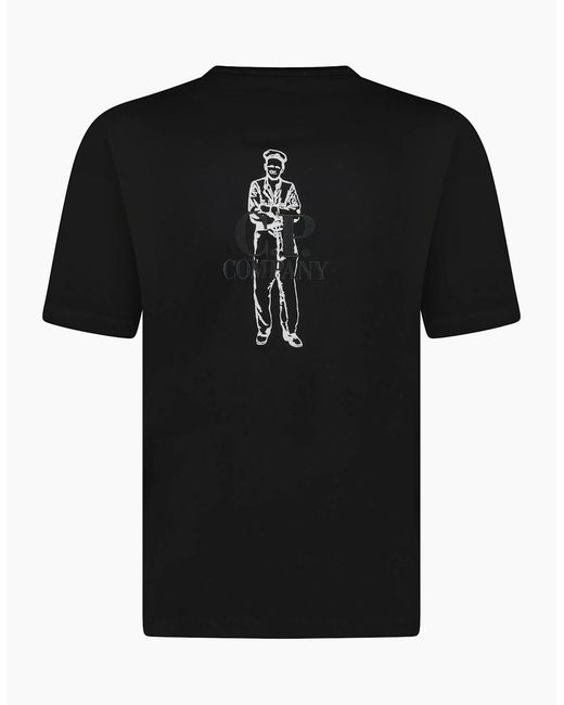 C P Company Black Mercerized Cotton Jersey Sailor T-Shirt for men
