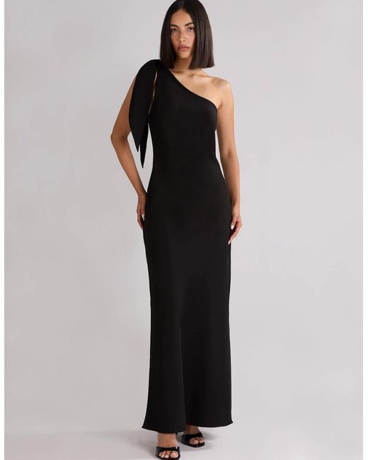 Ro&zo Black Charlotte Crepe One Shoulder Maxi Dress