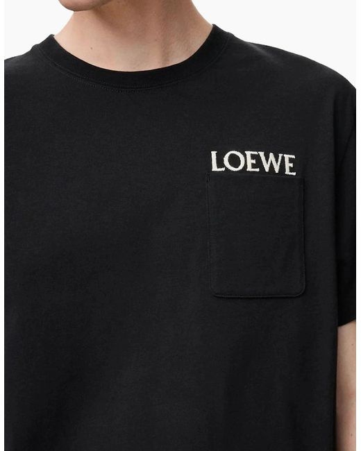 Loewe Black Pocket Embroidered Logo T-Shirt for men