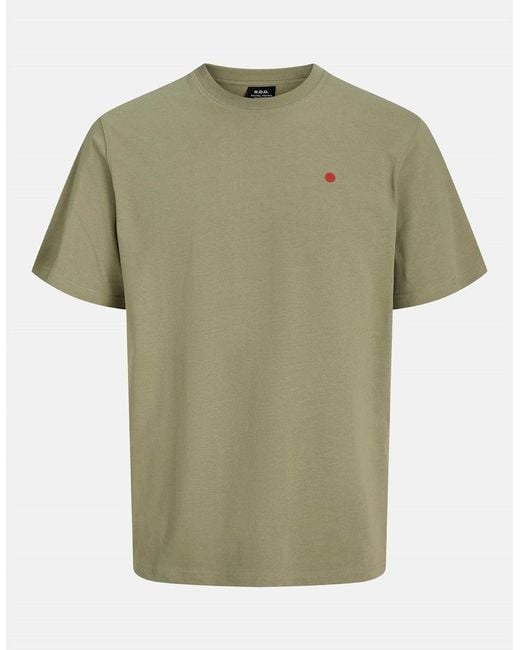 Jack & Jones Green Embroidered Crew Neck Short Sleeve Jersey T-Shirt for men