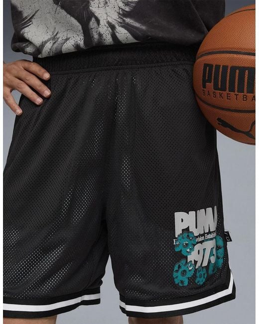 PUMA Green Hoopocalypse Reversible 7In Basketball Shorts for men