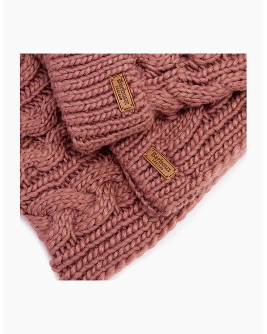 Barbour Red Penshaw Beanie & Scarf Set