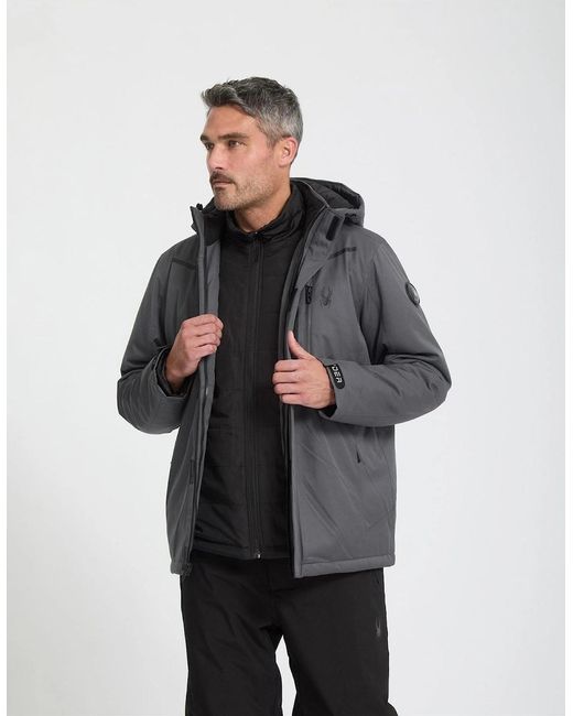 Spyder Gray Snow System Ski Jacket for men