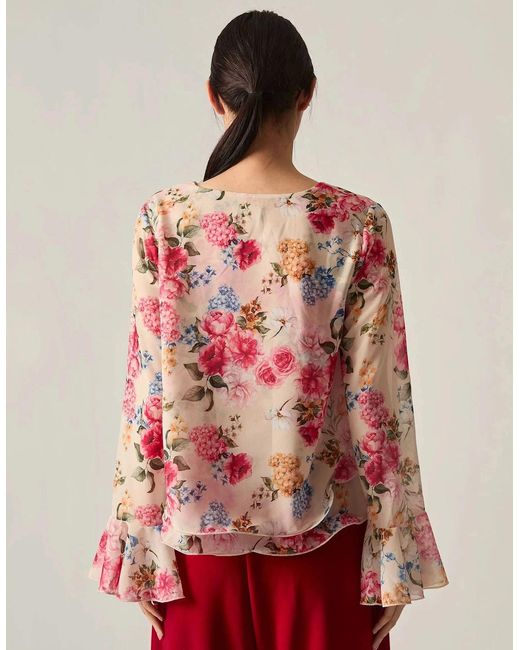 James Lakeland Red Flower Print Blouse