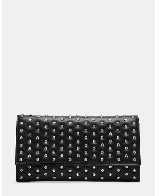 Steve Madden Black Rectangle Shape Clutch With-Tone Chain