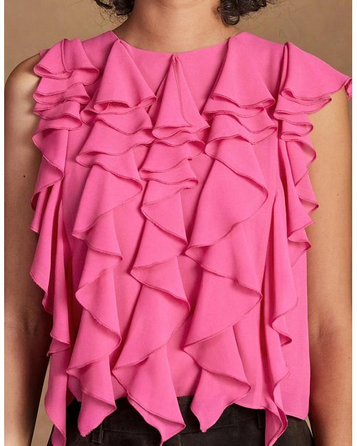 Ro&zo Pink Frill Front Top