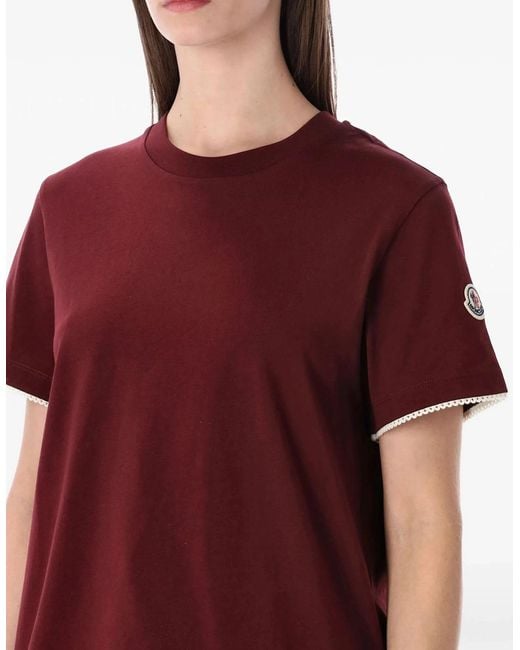 Moncler Red Cotton Trim T-Shirt