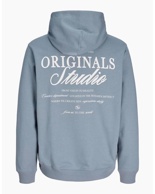 Jack & Jones Blue Jj Overhead Hoodie Light Brushed With A Soft Inside Finish Tradewinds for men