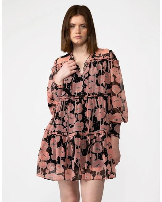 Ted Baker Black Sandror Swing Mini Dress With Ruffled Tiers