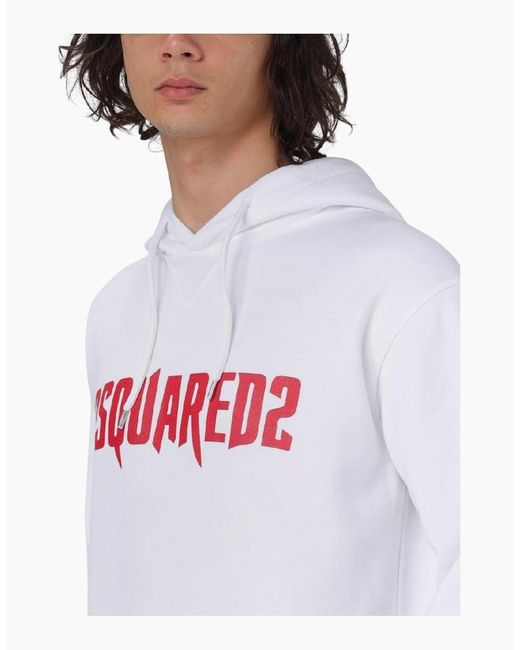 DSquared² White Horror Logo Hoodie for men