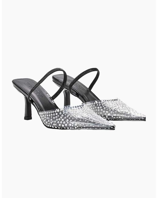XY London White Ladies Tia Patent Perspex Court Shoes