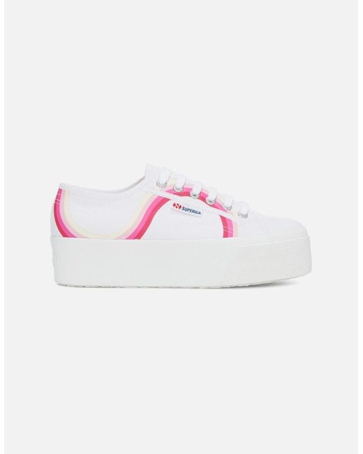 Superga Pink 2790 Round Stripes Cotton /Shaded Trainers