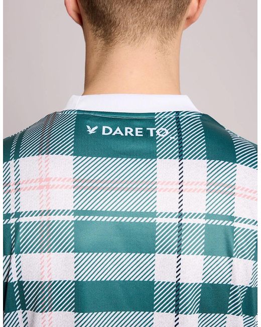 Lyle & Scott Blue Sports Tartan Check Football Shirt for men