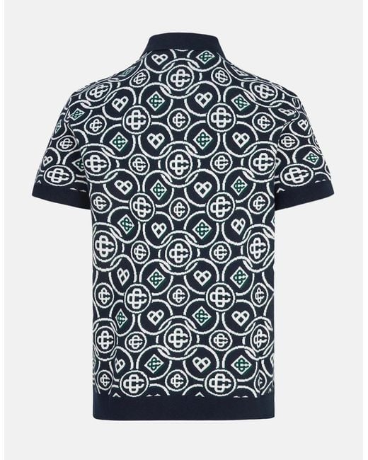 Casablanca Blue Monogram Polo Shirt for men