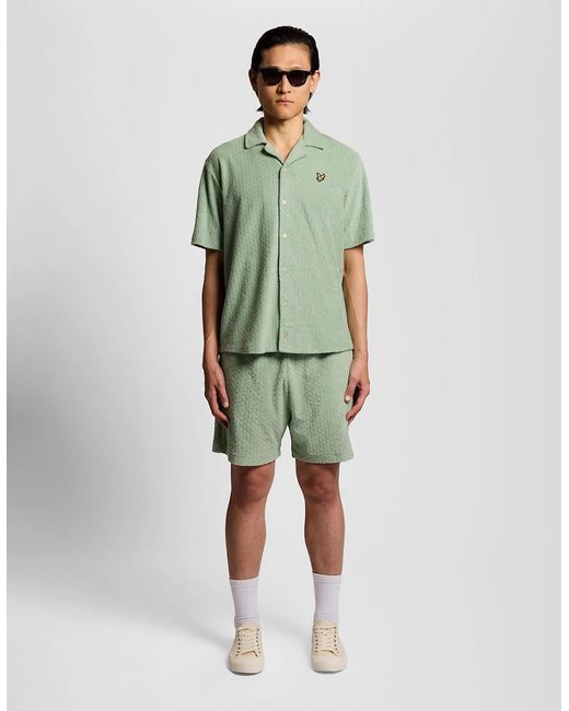 Lyle & Scott Green Honeycomb Effect Towelling Shirt for men
