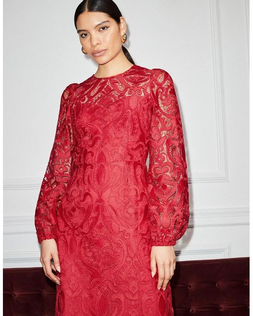 Ro&zo Red Kendall Lace Open Back Dress