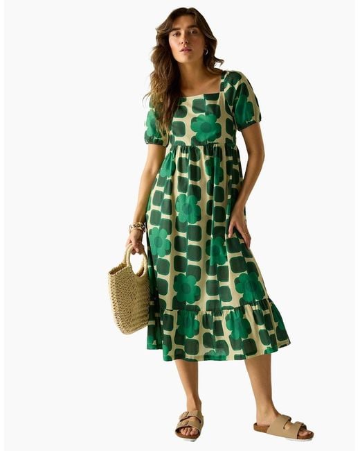 Regatta Green Ladies Orla Kiely Giant Square Flower Summer Midi Dress